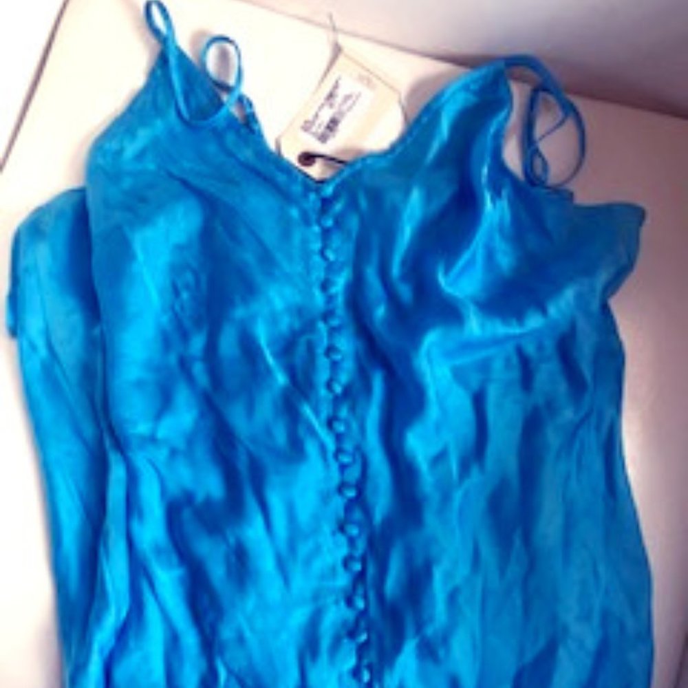 NWT Ellor Button Down Blue Aquarius Maxi Dress